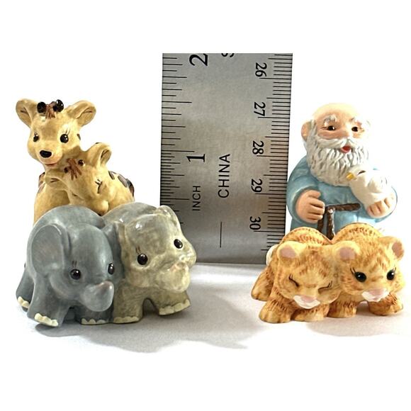 Hallmark Merry Miniatures Noah and Friends 1996 Story Time 5-Piece Set w/ Box - Picture 3 of 9